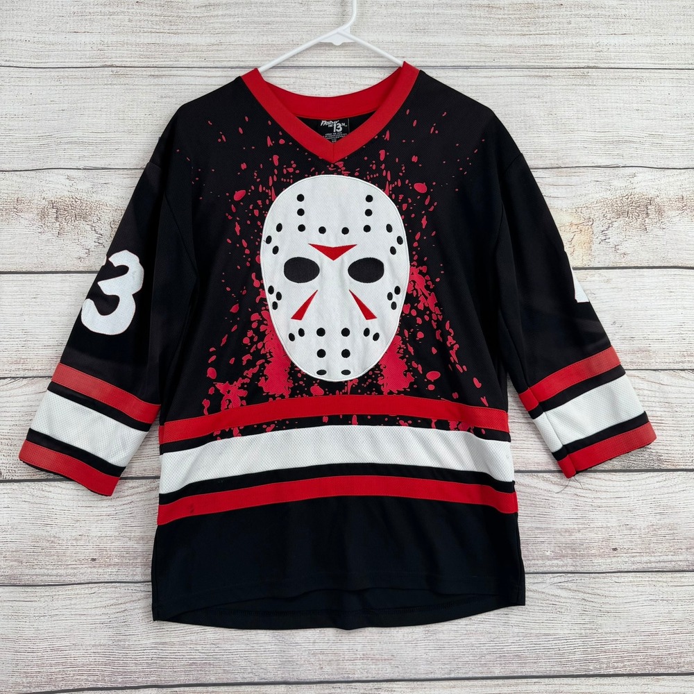 Friday the 13th Hockey Jersey Mens S Black Jason Voorhees Graphic 13 Mesh